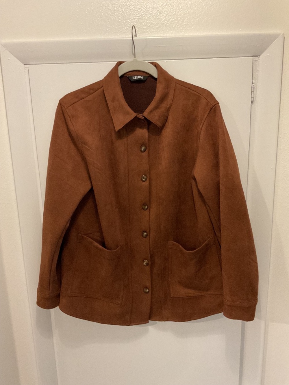 BTFBM Amazon Faux Suede Shacket, Caramel Color, Size Small